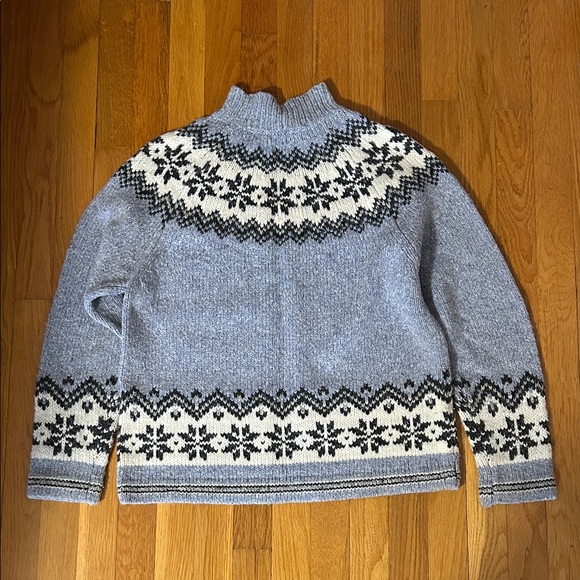 Inis Crafts Merino Wool Nordic Pattern Mock Neck Sweater - Picture 7 of 14
